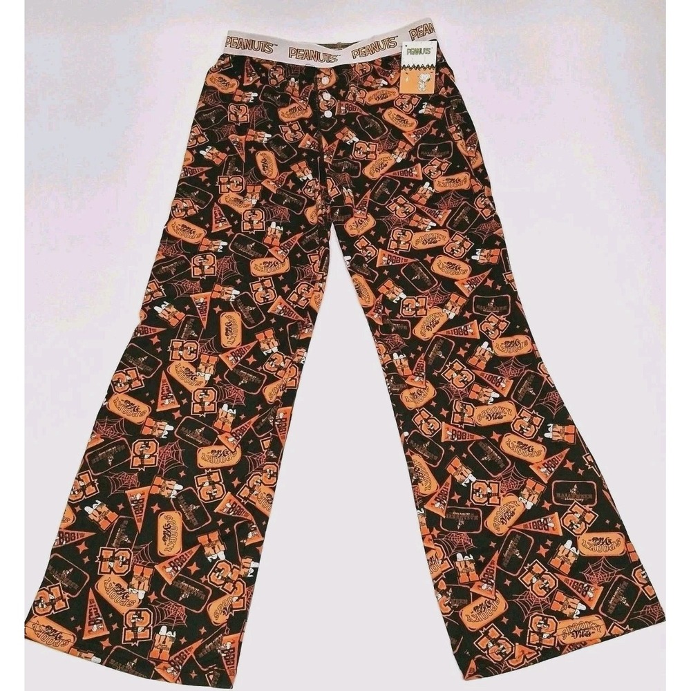 Peanuts Unisex Halloween Varsity Stretch Pajama Bottoms/Lounge Pants Large NWT